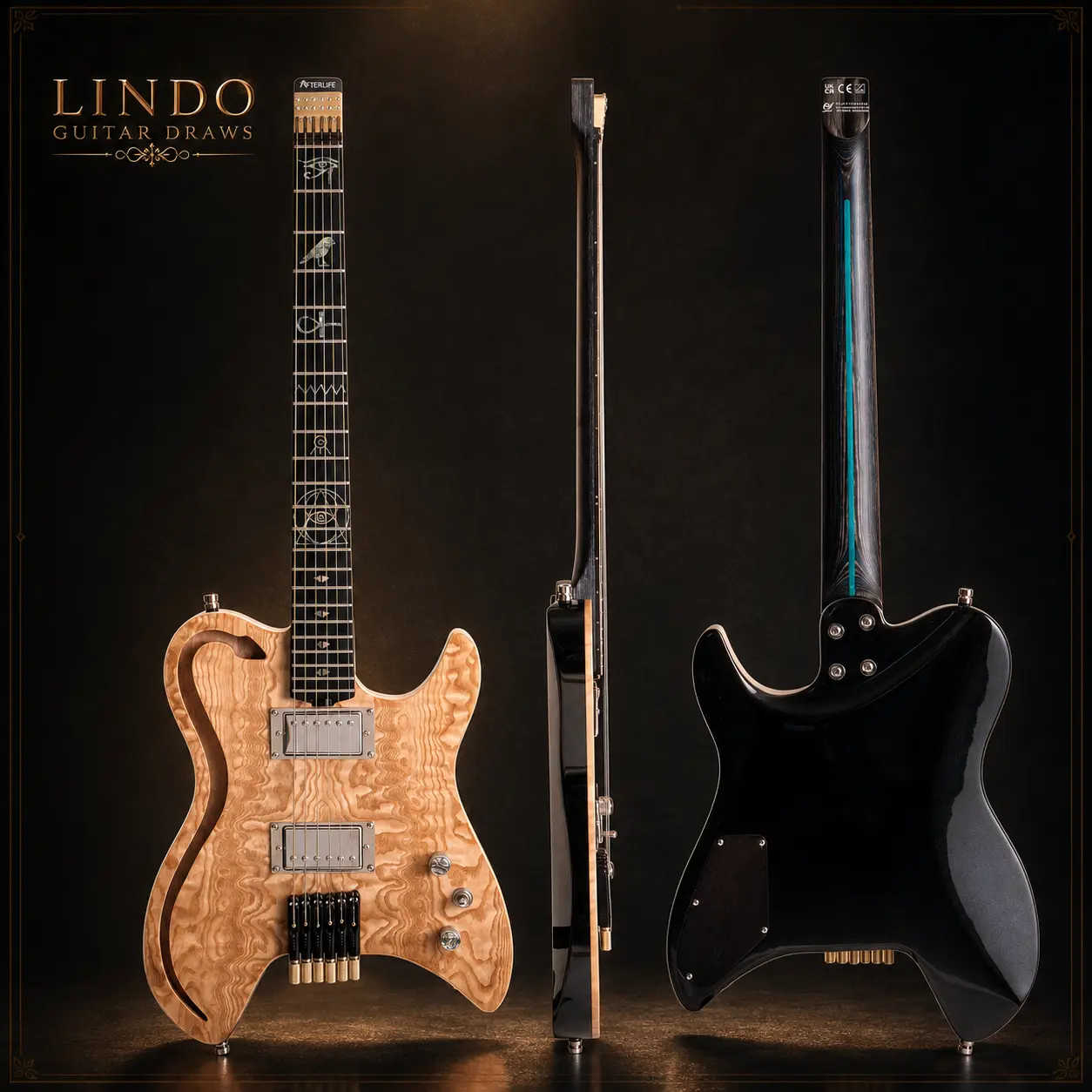 W33 Lindo AfterLife Headless Electric Guitar + Hard Case