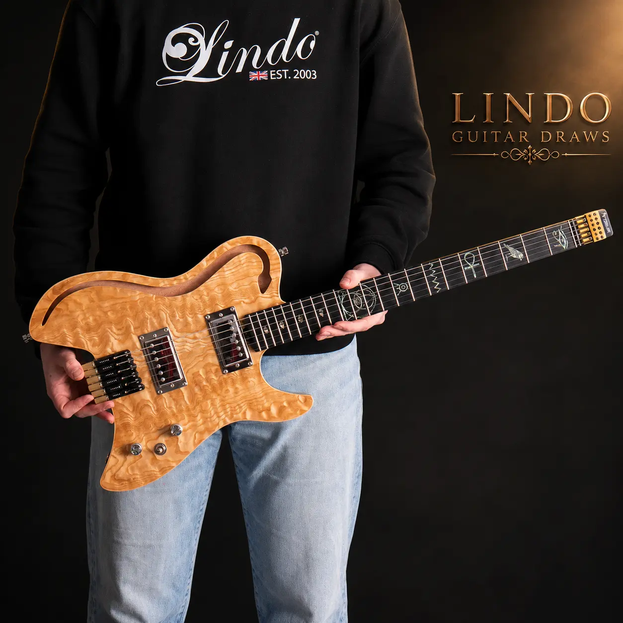 W33 Lindo AfterLife Headless Electric Guitar + Hard Case – gallery image 1