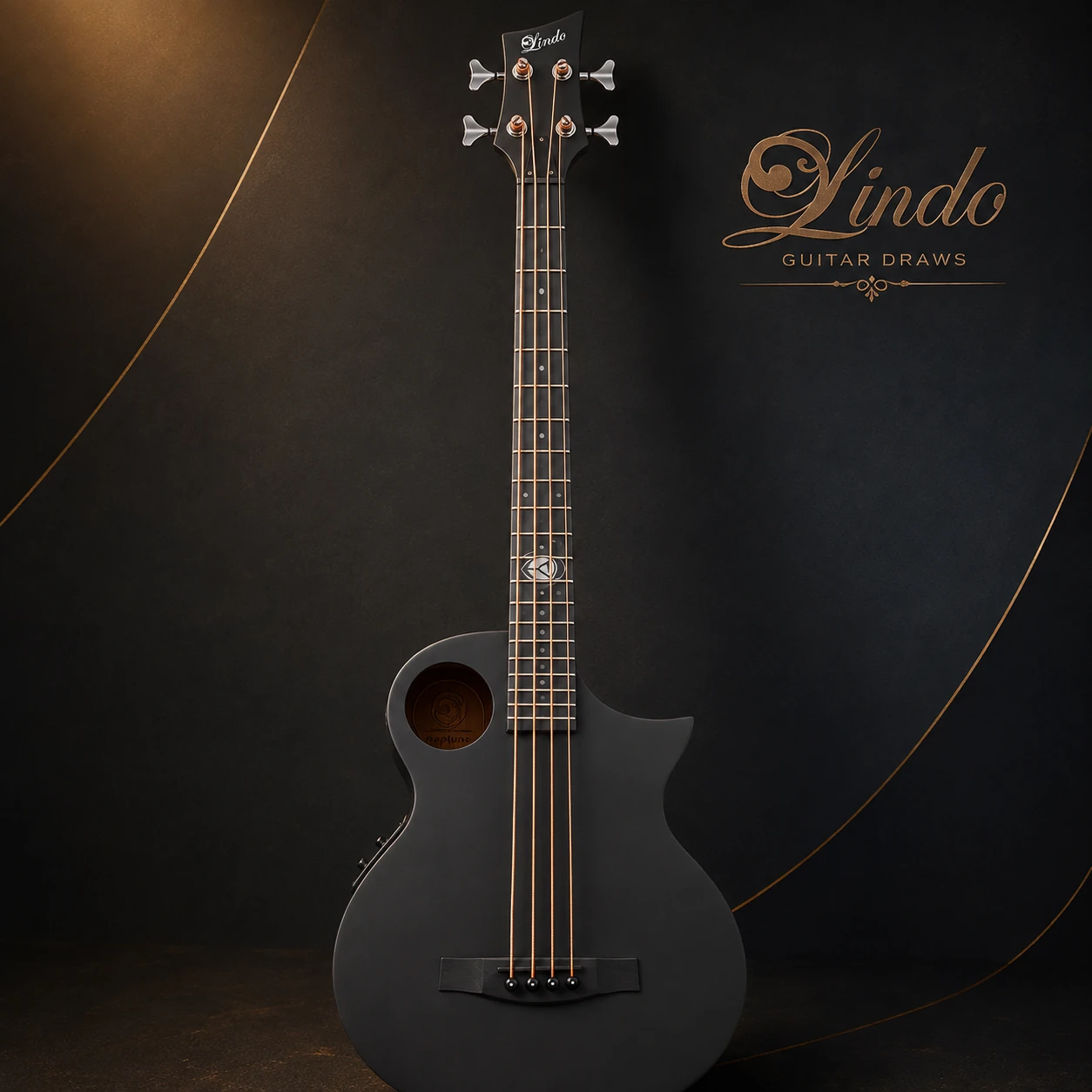 W31 Lindo Neptune V3 Short Scale Electro Acoustic Bass Guitar & Hard Case – gallery image 1