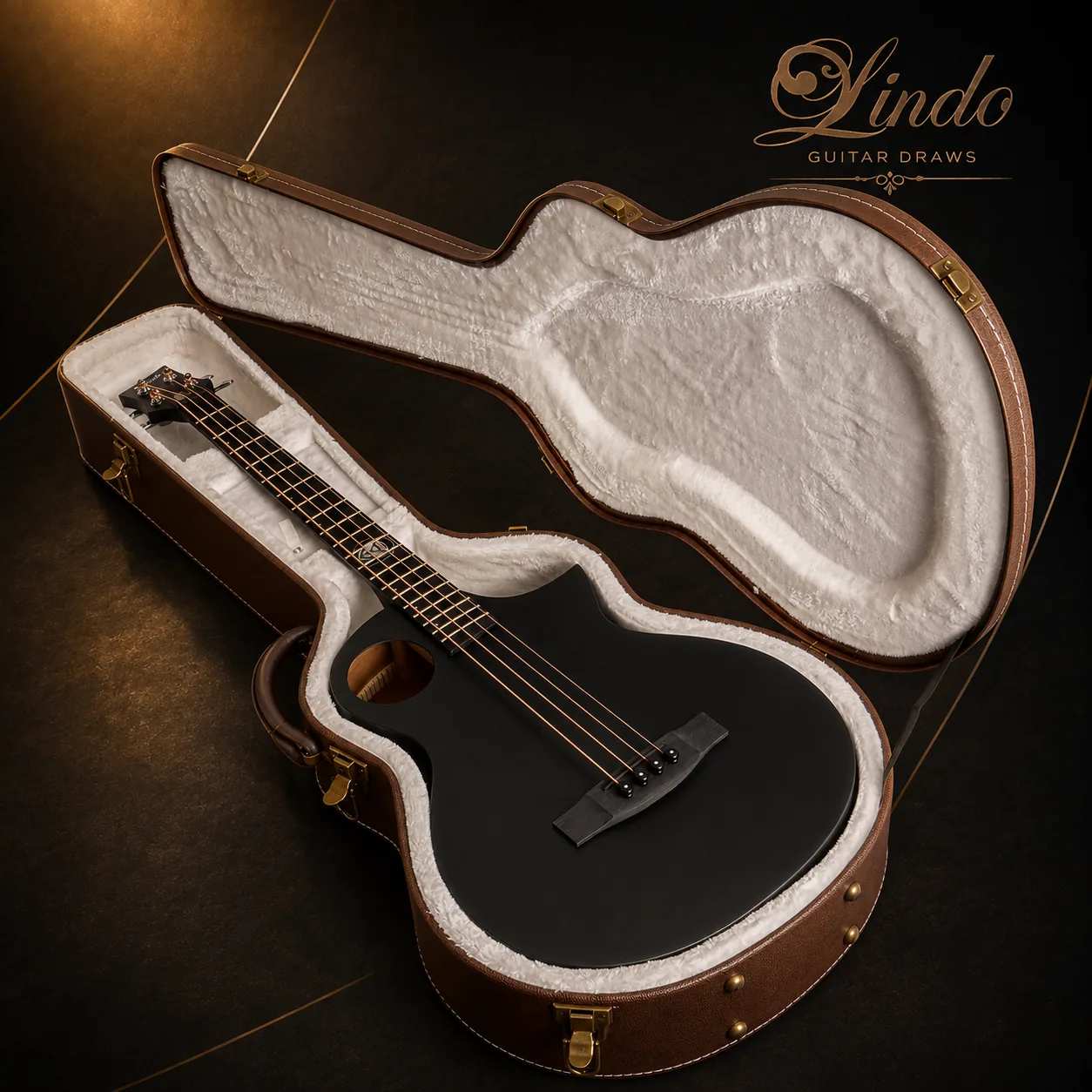 W31 Lindo Neptune V3 Short Scale Electro Acoustic Bass Guitar & Hard Case – gallery image 2