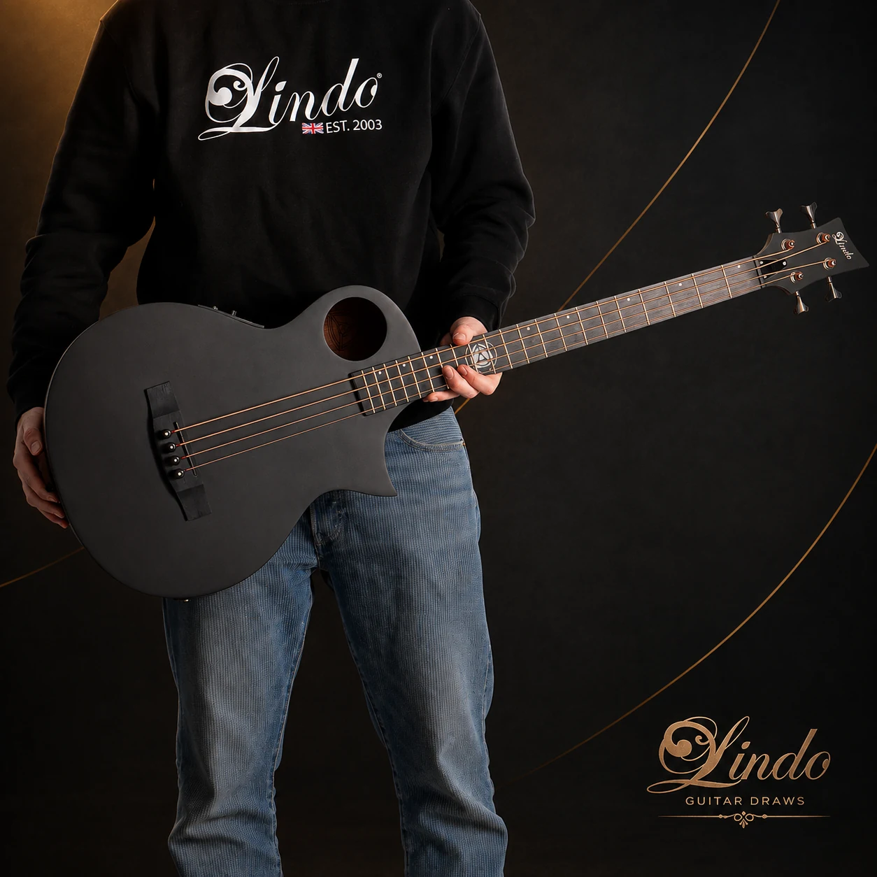 W31 Lindo Neptune V3 Short Scale Electro Acoustic Bass Guitar & Hard Case – gallery image 6